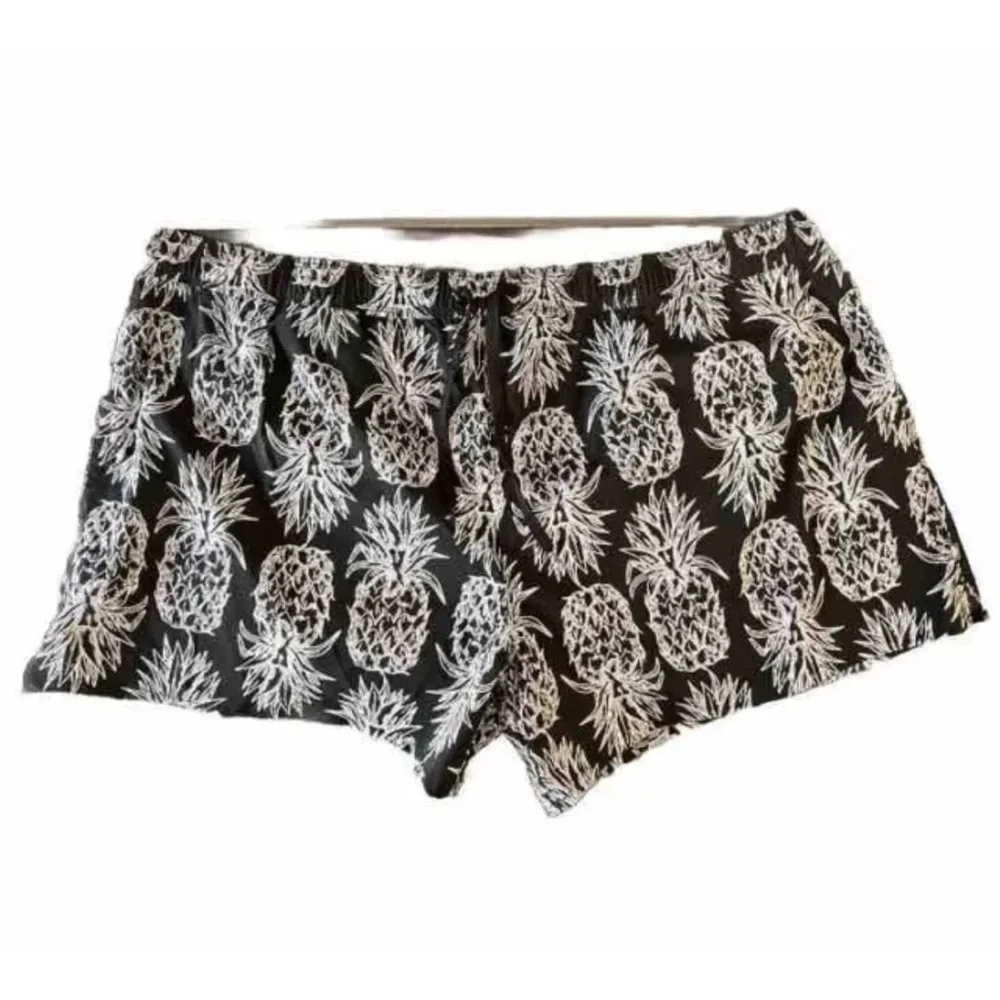 Lauren James Traveler Swim Surf Trunk Shorts Black With Pineapples Men's 2XL